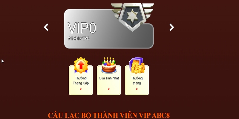 Thưởng thăng cấp trong độc quyền VIP ABC8